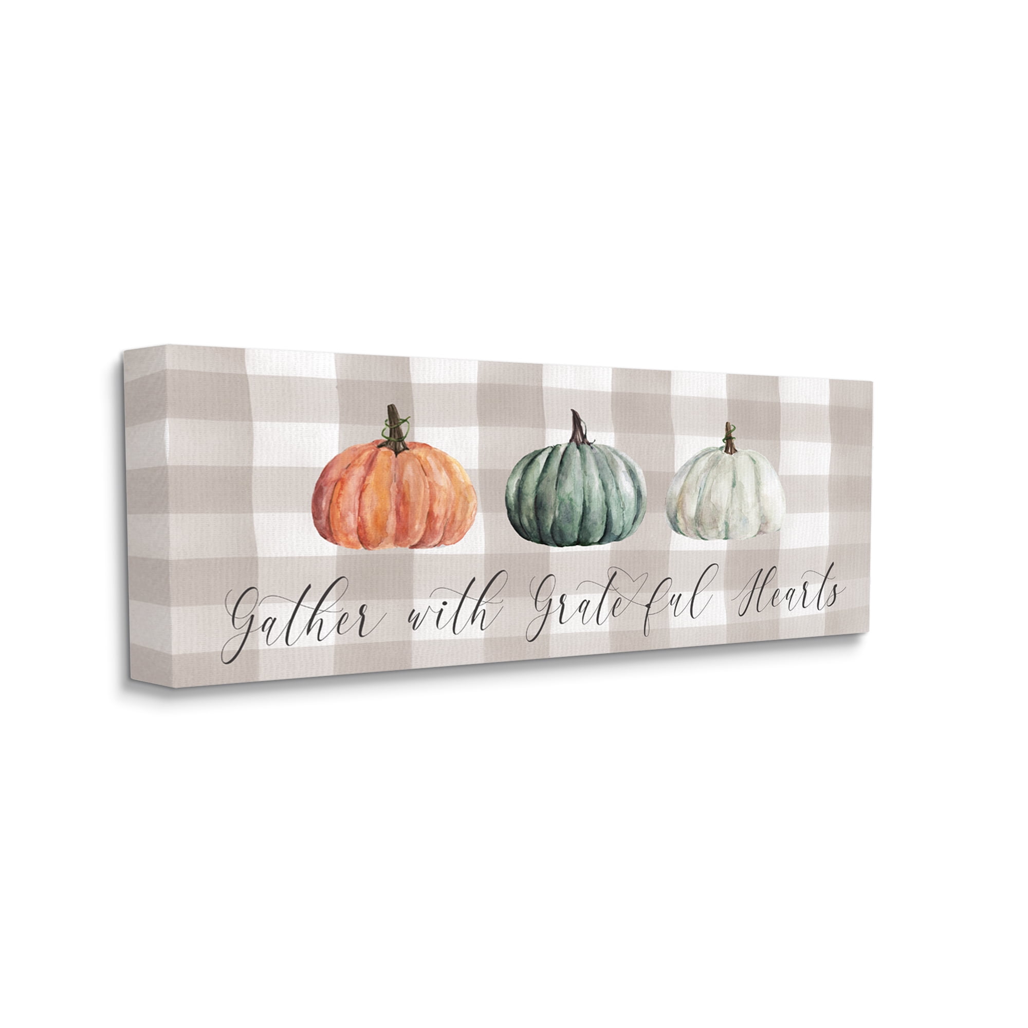 Stupell Industries Tartan Gather Fall Phrase Holiday Painting Gallery Wrapped Canvas Print Wall Art, 30 x 13