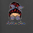 thumbnail image 2 of Autism Awareness Mom Life Messy Hair Bun | Cool Support Neon Print Bandana Mother's Day Unisex Crewneck Graphic Sweatshirt, Charcoal, Large, 2 of 5