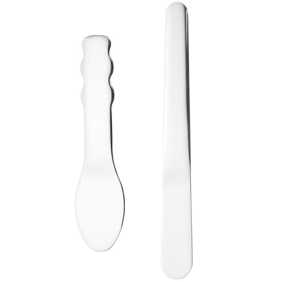 2 Pcs Cream Spatula Stainless Steel Cosmetic Scrubber Skin Care Tools Face Silver