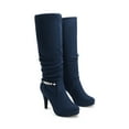 thumbnail image 3 of BURUDANI Women's Knee-High Stiletto Platform Pointed-Toe Boots, 3 of 5