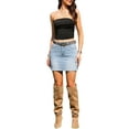 thumbnail image 2 of INSPIRE CHIC Denim Skirts for Women's Casual Y2K Stretchy Mini Jean Skirt with Belted XS Blue, 2 of 6