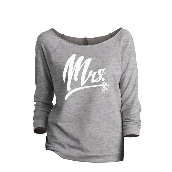 Mrs Loop Ring Women's Fashion Slouchy 3/4 Sleeves Raglan Lightweight Sweatshirt Sport Grey X-Large