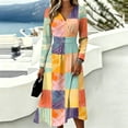 thumbnail image 5 of Floral Dress for Women Elastic Waist Wrap Crossover V Neck a Line Dress Maxi Dress for Wedding Guest, Graduation, Party, 5 of 5