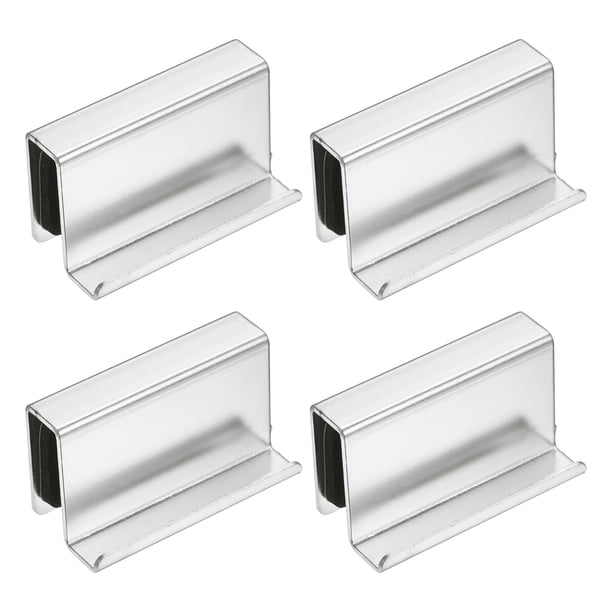 Paquete de 4 Tiradores de Vidrio de 1.6 Pulgadas, Clips de Puerta de Exhibición de Acero, Mango de Puerta de Gabinete Oculto para Cajones, Armarios, Vitrinas de Vidrio, Muebles, Cromo Perla