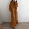 thumbnail image 2 of Sngxgn Women Square Neck Lantern Long Sleeve Ruched Mini Dress(Brown,XXXXXL), 2 of 5