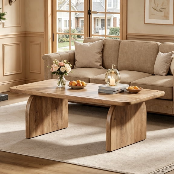 Fnova Farmhouse Coffee Table for Living Room, 47.24" Rectangle Wood Coffee Table, Easy Assembly