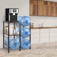 thumbnail image 3 of 3 Tier 5 Gallon Water Jug Holder with Extended Wood Tabletop Shelf 4 Slots Water Bottle Storage Rack and Water Dispenser Stand for Home Office Garage Black, 3 of 7