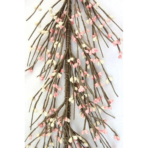 EV-C31 Primitive Pip Berry Garland in Pink and Cream Color - 5 foot / 60 inches Length, Spring or All Season Color Garland, Home Décor, Wedding, Fireplace, Kitchen and Dining Table Décor
