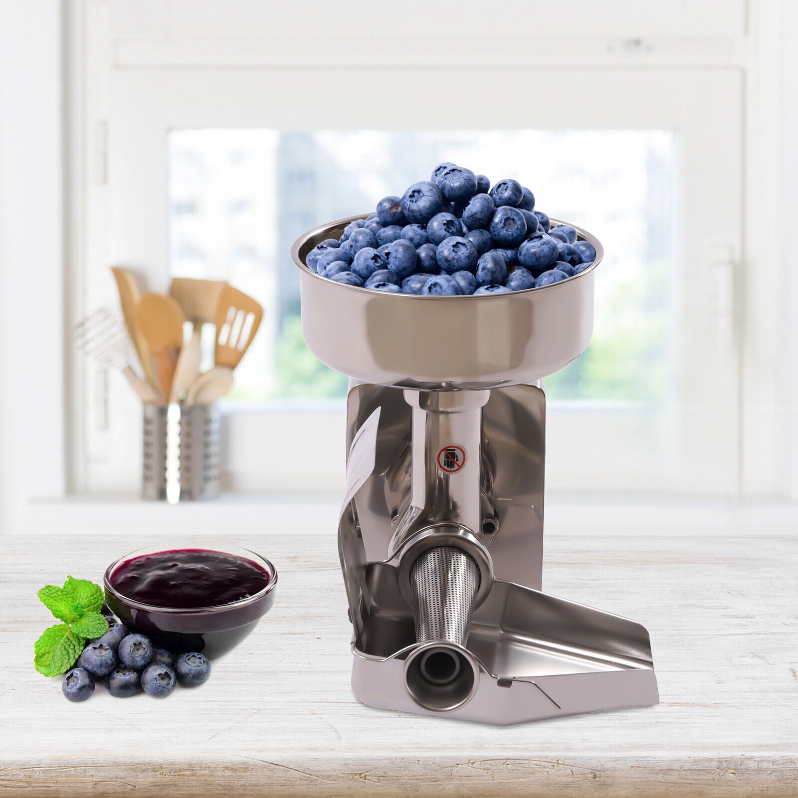 Fichiouy Electric Tomato Strainer Commercial Jams Milling Machine Food Strainer and Sauce Maker for Tomato Strawberry and Blueberry 110V 450W