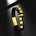 thumbnail image 6 of Jewmon Braided Leather for Men Stainless Steel Magnetic Clasp Cuff Bracelet Wristband Mens Jewelry, 6 of 7