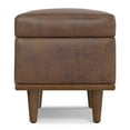 thumbnail image 5 of Simpli Home Shiloh 26 inch Wide Transitional Contemporary Small Storage Ottoman in Distressed Chestnut Brown Vegan Faux Leather, Assembled, 5 of 14