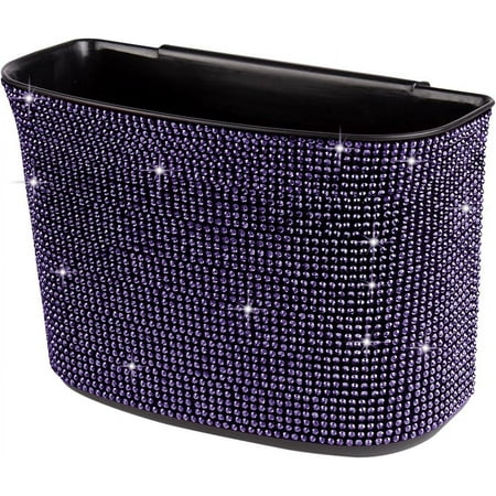 Car Trash Can Bling Crystal Auto Storage Pockets,100% Leak Proof Car Trash Container Bin Car Garbage Bag Hanging for Backside/Gearshift/Center Console
