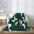thumbnail image 2 of Throw Blanket for Couch Sofa and Bed, Calla Lily Flowers Blue Super Soft Plush Throw Blanket, Fuzzy Cuteness Comfy Warm Washable Flannel Blanket & Throws for All Season 40"x30", 2 of 5