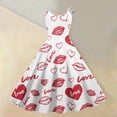 thumbnail image 2 of Valentine's Day Dress for Women Sleeveless Spaghetti A Line Strap Dresses Print Casual Scoop Neck Midi Summer Sundress Watermelon Red XL, 2 of 6