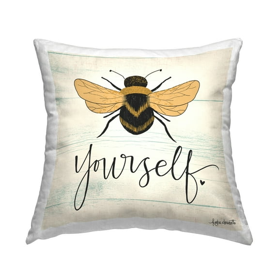 Stupell Industries Bee Yourself Family Word Design Country Beige,18 x 7 x 18 Decorative Pillows