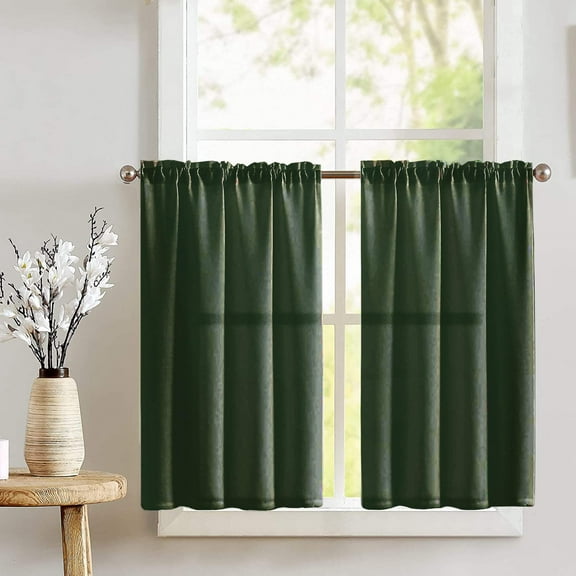 Poplin Solid Café Tier Curtains Window Treatment Kitchen Home Décor