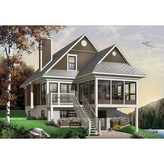 728-4916: Craftsman Waterfront 3 Bed, 2 Bath Luxury Home Plan, 1484 Sq Ft: Full Blueprints with License to Build by Home Plan Marketplace - Lesuto
