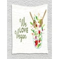 thumbnail image 1 of Vegan Tapestry, We Love Vegan Food Concept Text with Vegetable Fresh Salad Illustration and Utensils, Wall Hanging for Bedroom Living Room Dorm Decor, 40W X 60L Inches, Multicolor, by Ambesonne, 1 of 2