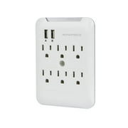 6 Outlet Power Surge Protector Wall Tap w/ 2 USB Ports 2.4A - 540 Joules - Monoprice®