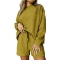 thumbnail image 1 of AherBiu Womens Short Sweatsuits Tracksuits Crew Neck Pullover Tops Shorts Oversized 2 Piece Outfits Spring Clothes, 1 of 6