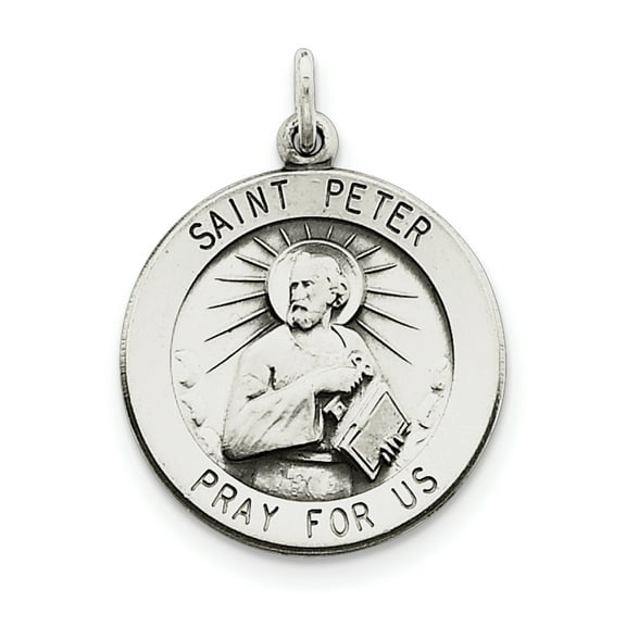 Sterling Silver Antiqued Saint Peter Medal
