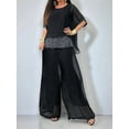 thumbnail image 5 of Women'S 2 Piece Outfits Set Glitter Top Wide Leg Pants Casual Crew Neck Sequin Suit Black L, 5 of 6