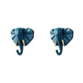 thumbnail image 1 of kurtrusly Resin Sturdy And Durable Animal Head Key Hook For Easy Organization Good Decorative Coat Hooks Retro blue(elephant) 2Set, 1 of 6