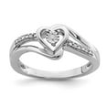 thumbnail image 4 of 925 Sterling Silver Rhodium Diamond Heart Ring Size 7, 4 of 6