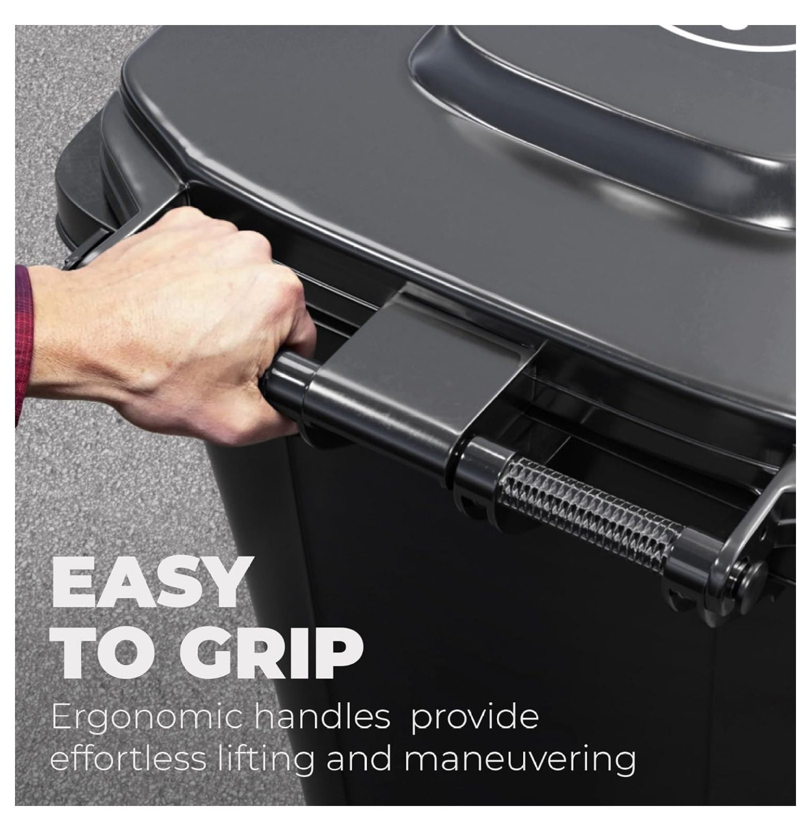 Outdoor Garbage Can with Lid - 32 Gallon Trash Can for Backyard, Deck, Garage - Dual Wheels, Extra Heavy-Duty, Durable Handle - Versatile Home & Storage Container - Black, 2-Pack