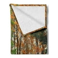 thumbnail image 2 of Fall Soft Flannel Fleece Throw Blanket, Cloudy Overcast Day in September Shrubs Pines Sidewalk in the Park Forest, Cozy Plush for Indoor and Outdoor Use, 60" x 80", Orange Green Brown, by Ambesonne, 2 of 5