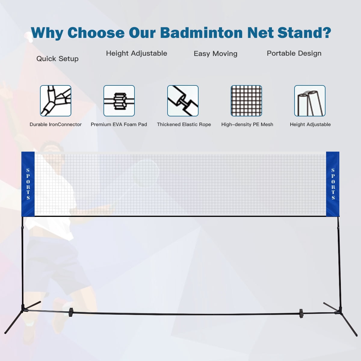 Gymax Portable Adjustable Badminton Net Tennis Beach Volleyball w/ Carry Bag