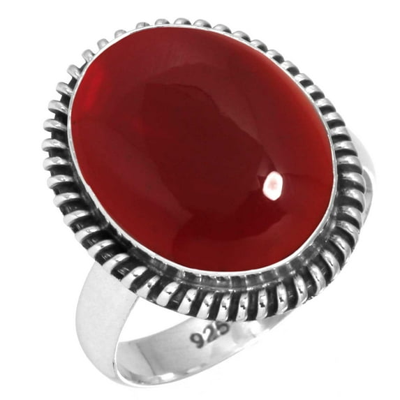 925 Silver Ring For Women - Girls Red Garnet Quartz Stone Silver Ring Size 12 January Birthstone Hand Made Silver Ring Size 12 Gift For Mother On Birthday 925 Gemstone Silver Jewelry