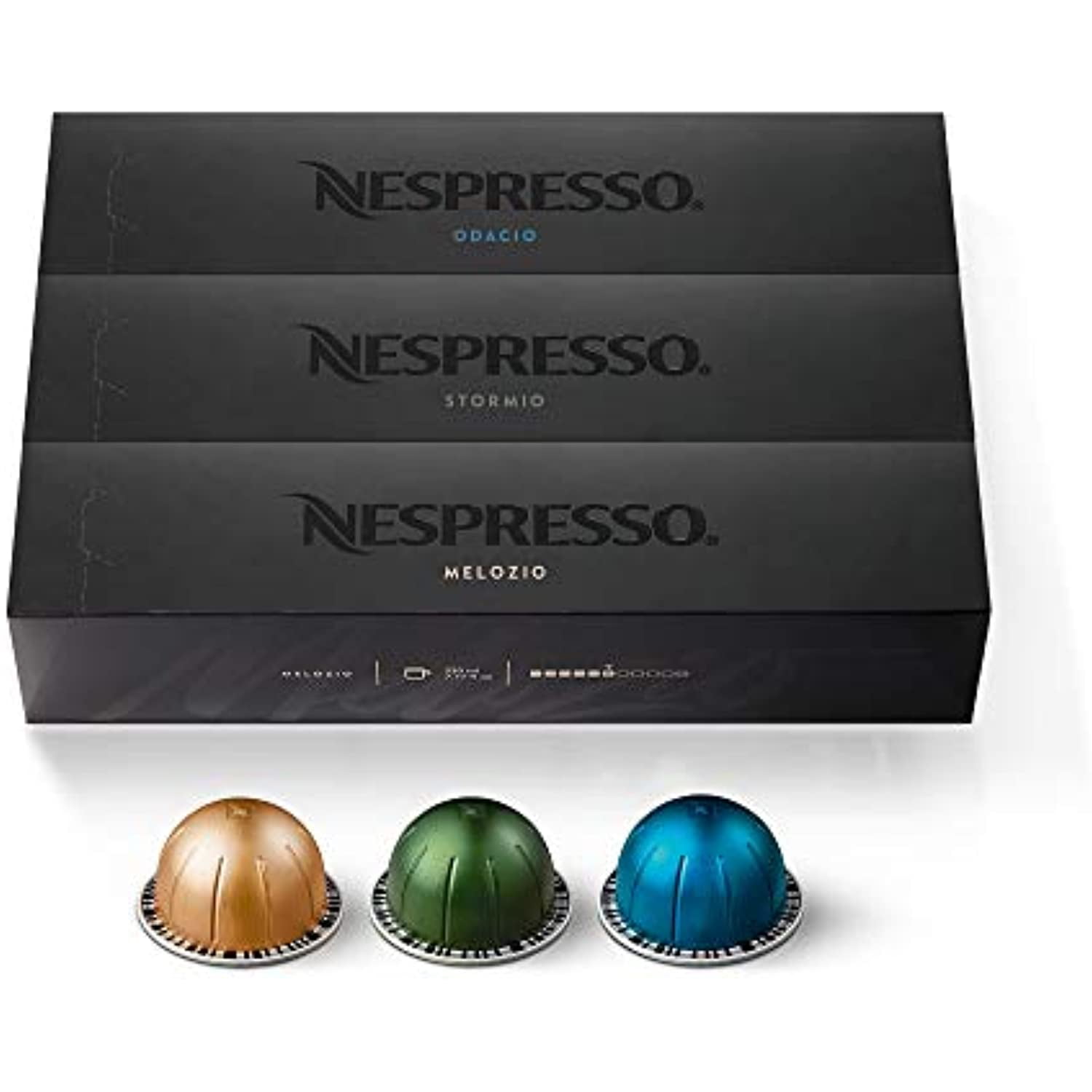 Nespresso Capsules VertuoLine, Medium and Dark Roast Coffee, Variety Pack, Stormio, Odacio, Melozio, 10 Count (Pack of 3)