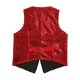 thumbnail image 4 of Kids Sequins Vest Sleeveless V Neckline RedVest Shiny Dance Vest Hip Hop Jazz Dance Party Dance Performance 7-8 Years, 4 of 5