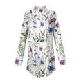 thumbnail image 4 of TQWQT Plus Size High Neck Blouses for Women Loose Fit Floral Print Tunic Top Mockneck Long Sleeve T-Shirt Curved Hem Graphic Tee Fall Outfits 2024 Purple Pink S, 4 of 5