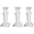 thumbnail image 4 of Hosley Set of 3, 4.25 inch High, Clear Crystal Glass Taper Candle Holders, 4 of 5