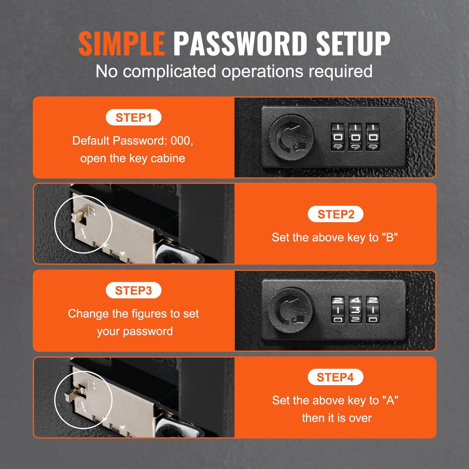 Digital Key Safe with Adjustable Racks, 48-Key Lock Box & Tags - Heavy-Duty Steel Cabinet for Home/Office Security
