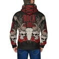 thumbnail image 5 of Men's Hoodies Hooded Casual Full Zip Sweatshirts 3D, Rock And Roll Guitar Skull Roses, 5 of 5