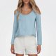 thumbnail image 2 of Camiseta de mujer con cuello en V y manga raglán - Diseño calado, informal de otoño, suave y transpirable, fácil de cuidar, 2 of 4