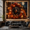 thumbnail image 6 of Long-Haired Dachshund on a Porch with Autumn Leaves, Pumpkins, and Lanterns Cozy Rustic Style for Pet Lovers, Autumnal Dog Decor, Halloween Gift Tapestry Wall Hanging for Bedroom and Living Room, 6 of 7