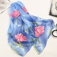 thumbnail image 6 of Weikingp Scarf for Women 160*50Cm Women Flower Print Long Soft Wrap Scarf Simulation Silk Shawl Scarves Neck Scarf Warm Scarf (Clearance) Blue Polyester, 6 of 6