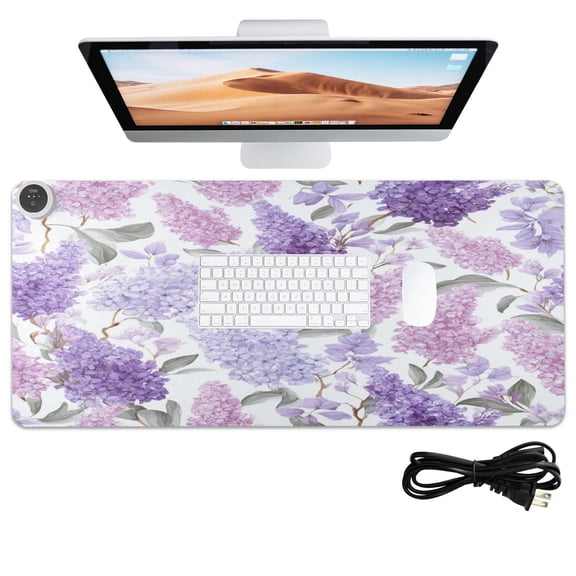 Wobogo Lavender Heated Mouse Pad Extra-Large Desk Mat With 3 Heating Levels and 3-hour Auto Shut-Off Protection Ideal for Computer Keyboards Home Office Hand-warming Essential 31.5in × 13in