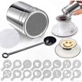 thumbnail image 1 of Stainless Steel Cocoa Sifter with Lid and 16 Templates for Powdered Chocolate, 1 of 5