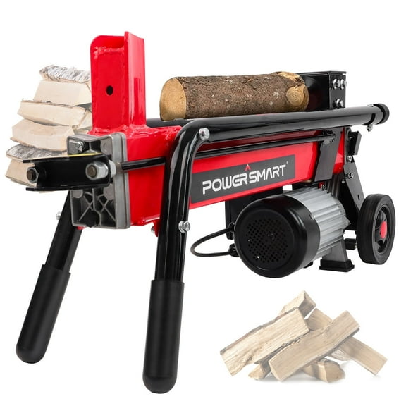 PowerSmart 7-Ton Electric Log Splitter – 15A, 3500 RPM, 3200 PSI Horizontal Full-Beam Wood Splitter with Steel Wedge for Firewood & Kindling