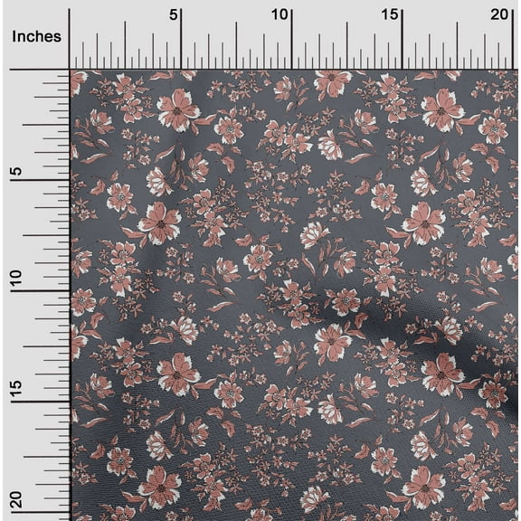 oneOone Cotton Jersey Gray Fabric Leaves & Floral Artistic Dress Material Fabric Print Fabric By The Yard 58 Inch Wide