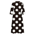 thumbnail image 6 of Feancey Summer Plus Size Dresses for Women 3/4 Sleeve Button Lapel Maxi Dress Casual Polka Dot Print Long Dresses Flowy Loose Dress with Tie Bow, 6 of 6