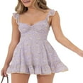 thumbnail image 2 of Femmes Floral Mini Robe Spaghetti Sangle Sans Manches Bodycon A-Line Robe Courte, 2 of 6