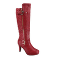 thumbnail image 1 of Bottes à Talon Haut à Fermeture Éclair à Bout Rond Décontractées pour Femmes Dames Mode (Rouge, 10), 1 of 5