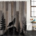 thumbnail image 4 of 54x78 Inch Shower Curtain Decorative Wild Wolf Bathtub Bath Curtains Fabric Waterproof Bathroom Decor, Farmhouse Forest Trees Wood Grain Brown Small Stall Shower Curtain Set with 12 Hooks, 4 of 7