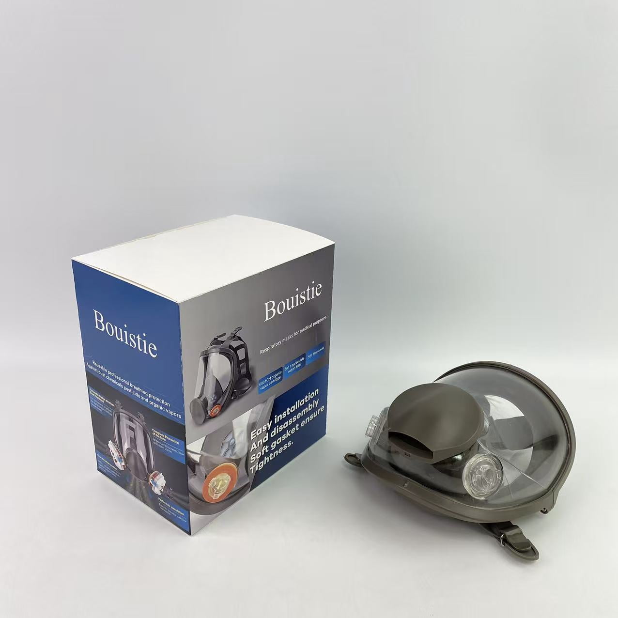 Bouistie Respiratory masks for medical purposes,Full Face Organic Vapor Respirator - Protective Eye & Nose Shield with Anti-Fog Heavy Duty Lens & Adjustable - Chemical, & Particulate Respirator